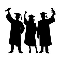 silhouette of a man and woman in graduation caps