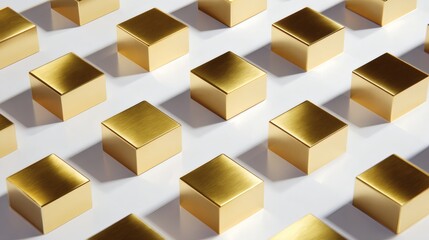 Golden Cubes Pattern on White Surface Modern Abstract Artistic Design