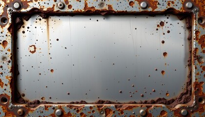 a rusted out area that once was part of a silver colored object, possibly a metal sheet or panel. rust spots are visible across its surface, indicating deterioration over time