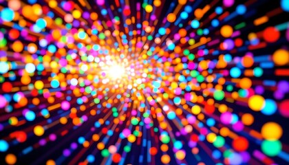 a vibrant array of colorful lights, creating a mesmerizing bokeh effect against a black background. this artistic depiction resembles a colorful nebula, filled with various hues