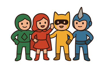 Adorable animated vampire, witch, ghost, and goblin characters unite to celebrate Halloween together