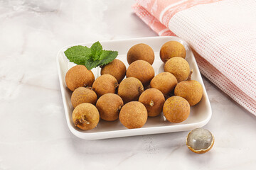 Tropical delicous fruit Longan heap