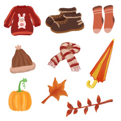Cozy Autumn Clipart Set &ndash; Sweater, Boots, Pumpkin, Leaf & More