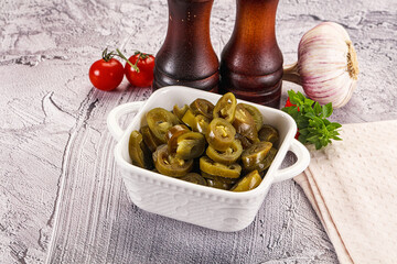 Sliced pickled jalapeno spicy pepper