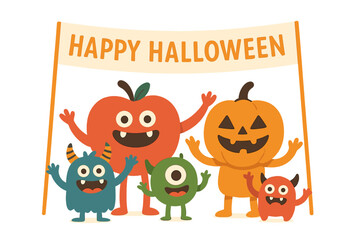 Invitation to a spooky Halloween party featuring a cartoon pumpkin, bats, and full moon illustration for a night of celebration in October