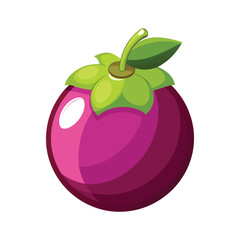 Vibrant Purple Mangosteen Fruit Illustration on White Background 