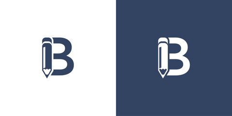 Creative pencil logo with combination letter from A to Z premium vector