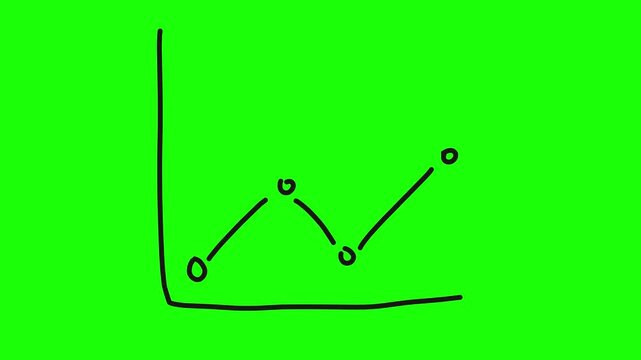 line chart on green screen video. infographic elements.