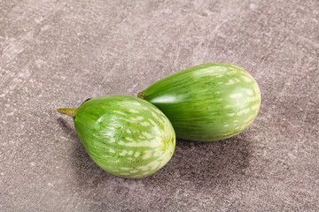 Ripe green mini eggplants heap