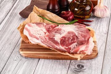 Raw pork shoulder for cooking