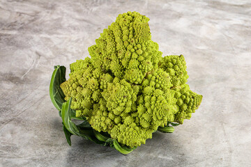 Green raw fresh ripe Romanesco cabbage