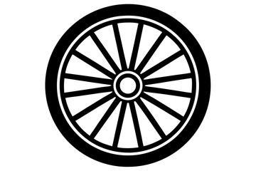 Classic wagon wheel antique vehicle transportation silhouette vector illustration