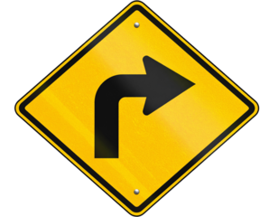  Classic Yellow Traffic Sign with Bold Black Right Arrow, Diamond Shape, Isolated on Transparent Background – AI Generated