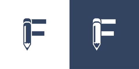 Creative pencil logo with combination letter from A to Z premium vector