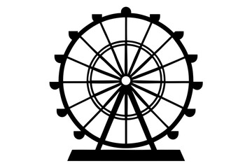 Ferris wheel amusement park attraction silhouette vector illustration