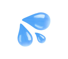 Naklejka na ściany i meble Sweat droplets emoji, water drop, tear 3D render vector illustration. Blue water drop icon. Cartoon realistic droplet