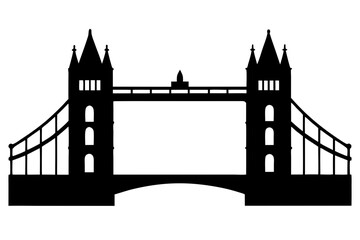Tower bridge london landmark travel cityscape silhouette vector illustration