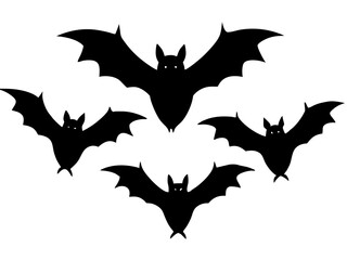 Naklejka premium Flying bat animal group dark night silhouette vector illustration