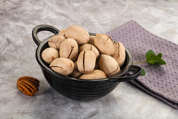 Crunchy pecan nut in the bowl