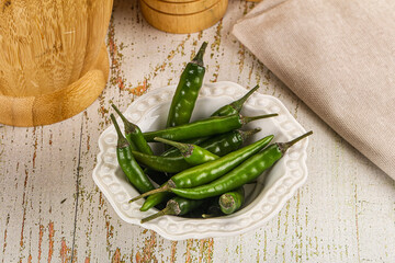 Hot spicy green chili pepper