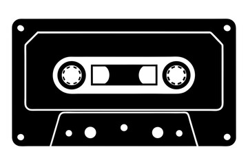 Naklejka premium Retro vintage audio cassette tape recorder silhouette vector illustration