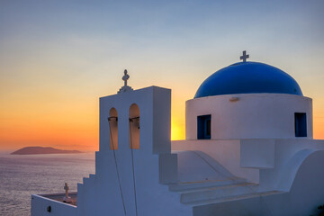 Greek orthodox church at sunrise, Serifos, Greece 