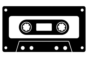 Naklejka premium Retro cassette tape music player audio recorder silhouette vector illustration