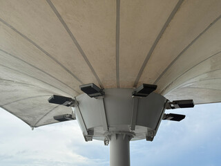 Modern Canopy Structure with Mounted Spotlights