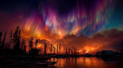 Disasters and aurora storm, global warming caused by humans in the future.