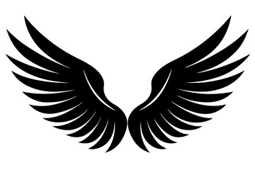 Obraz premium Elegant pair wings spread open black silhouette vector illustration