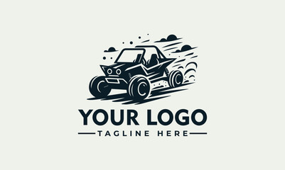 A stylized off-road vehicle speeding across a surface, logo design concept. © nuaari