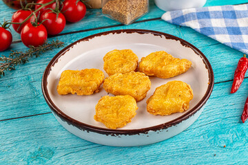 Golden crispy fried chicken nuggets