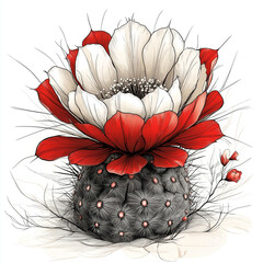 The cactus plant is beautiful in its pot with vibrant and colorful flower. One type of cactus that peple commonly keep at home.