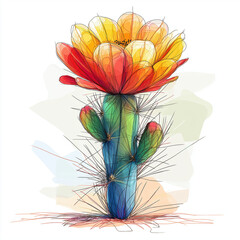 The cactus plant is beautiful in its pot with vibrant and colorful flower. One type of cactus that peple commonly keep at home.