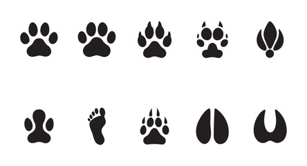 Animal footprints and paw prints collection