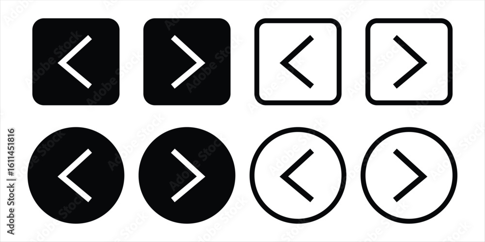Aufkleber modern navigation arrow icon set for web design and app interfaces, forward, back, left, right symbo