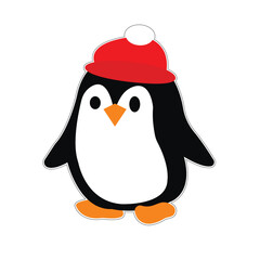 cute penguin sticker on white background