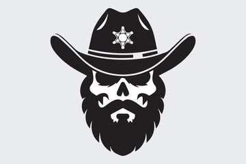 cowboy skull illustration vector