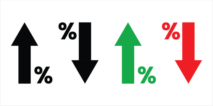 Finance growth and down symbol vector. Rate up and down icon set vector.