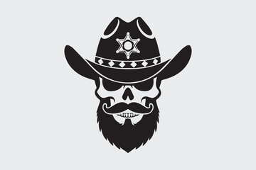 cowboy skull illustration vector