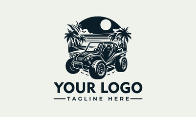 A rugged off-road vehicle logo design, set against a stylized sunset or sunrise. © nuaari