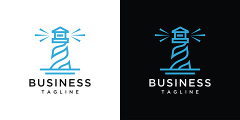 lighthouse logo design, lighthouse logo vector made with line