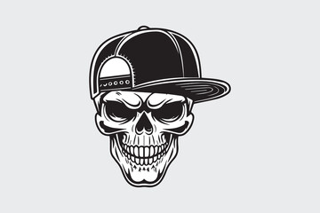 skull face baseball cap illustration vector