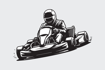 go kart racing illustration vector