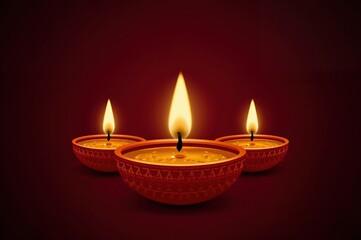 Golden oil lamp flames diya Diwali Hindu festival - traditional celebration spiritual lighting religious ceremony cultural decoration burning candles dark background golden glow


