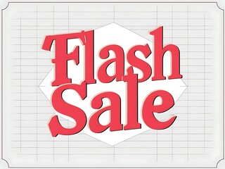 Bold red flash sale text on a white grid background.