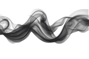 Wavy black smoke on white background