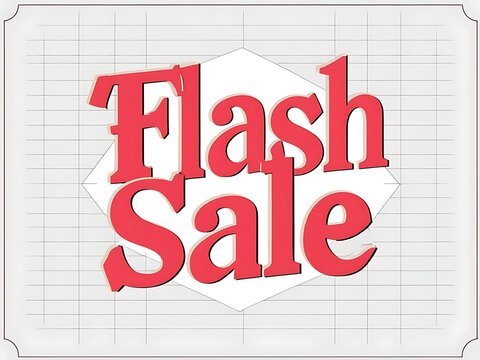 Bold red flash sale text on a white grid background. - Powered by Adobe