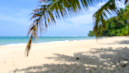 Blurred backdrop of tropical sandy beach. Natural landscape. Modern design.