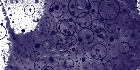 Abstract watercolor texture with overlapping circles and splatter effect in shades of deep indigo blue and white for graphic design